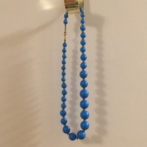 Faux vintage blue pearls beaded strand